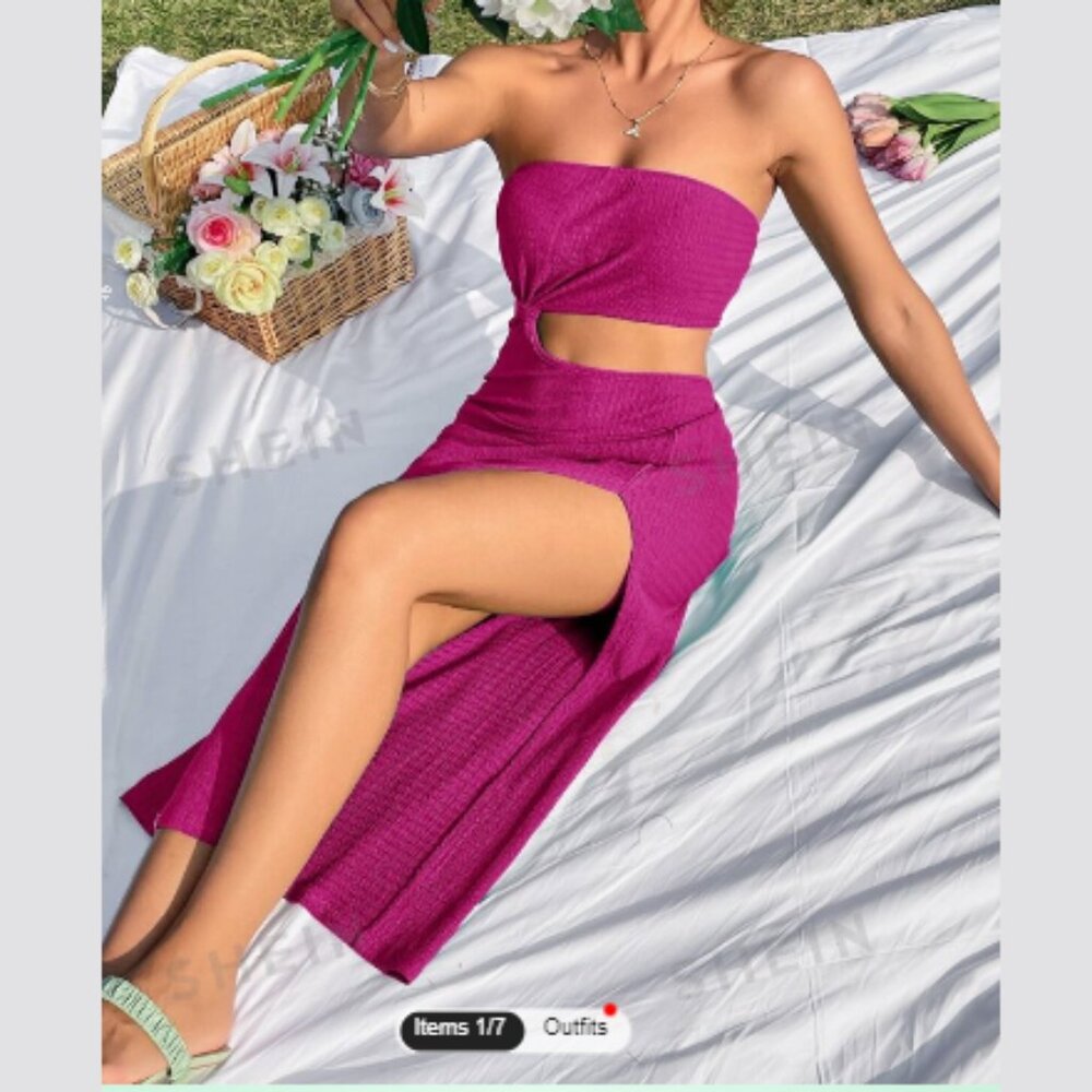 Cut Out Split Thigh Tube Dress